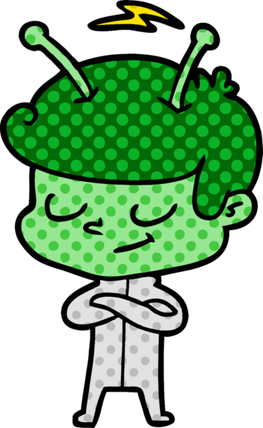 Bir insan tarafından çizilmiş dost canlısı çizgi film uzay adamı.