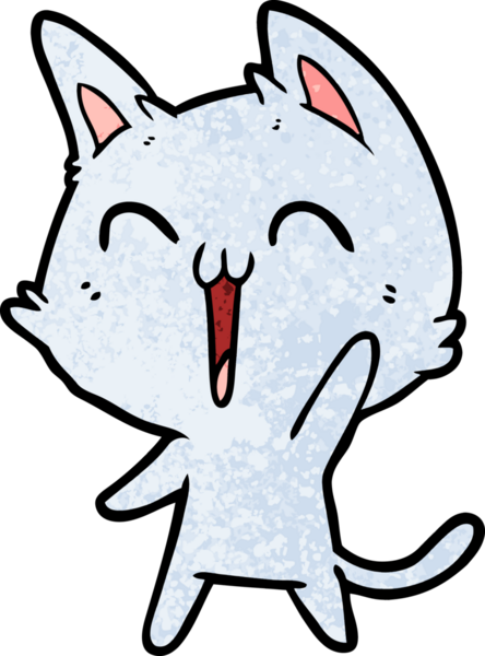 Mutlu çizgi film kedisi miyavlıyor bir insan tarafından