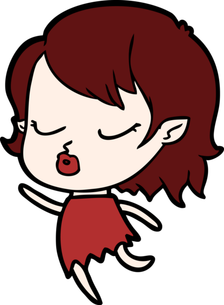 Bir insan tarafından çizilmiş şirin vampir kız çizgi filmi.