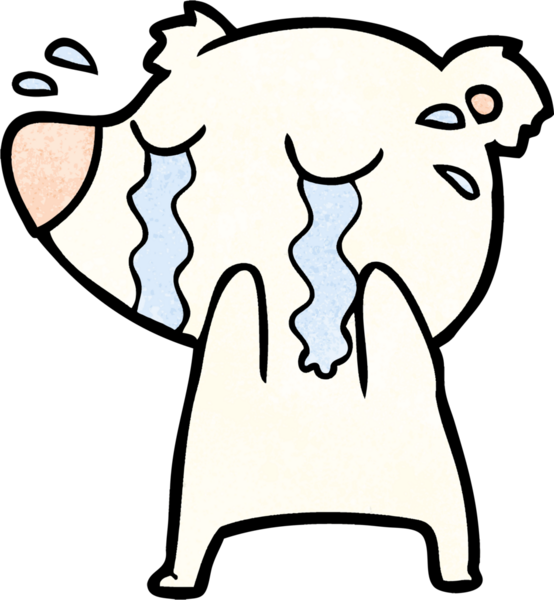 Bir insan tarafından çizilmiş ağlayan kutup ayısı çizgi filmi