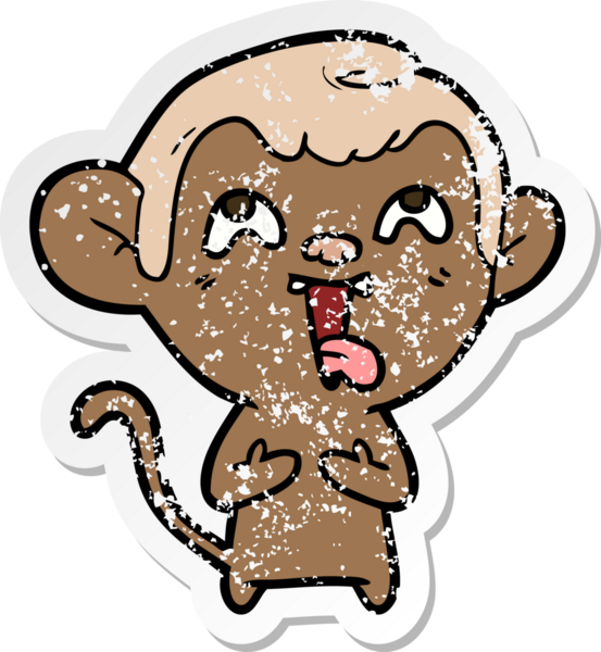 Bir insan tarafından çizilmiş çılgın bir çizgi maymunun sıkıntılı çıkartması.