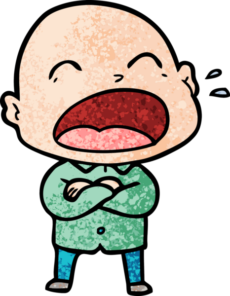 Bir insan tarafından çizilmiş kel adam diye bağıran çizgi film.