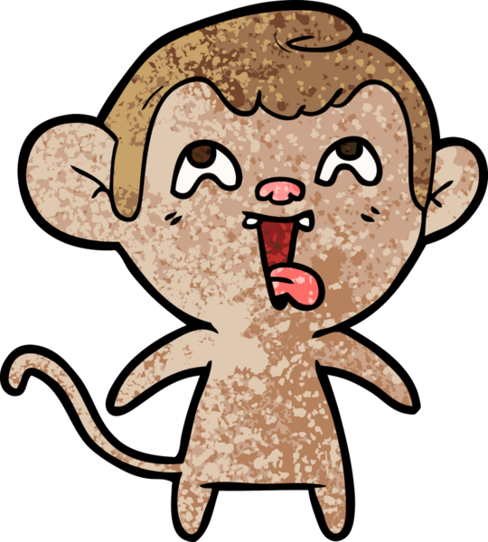 Bir insan tarafından çizilmiş çılgın çizgi film maymunu