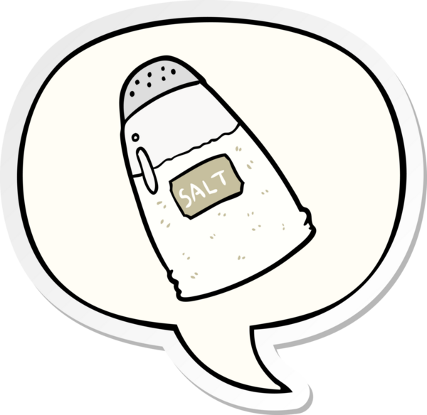 bir insan tarafından çizilmiş konuşma balonu çıkartmalı karikatür tuzluğu.