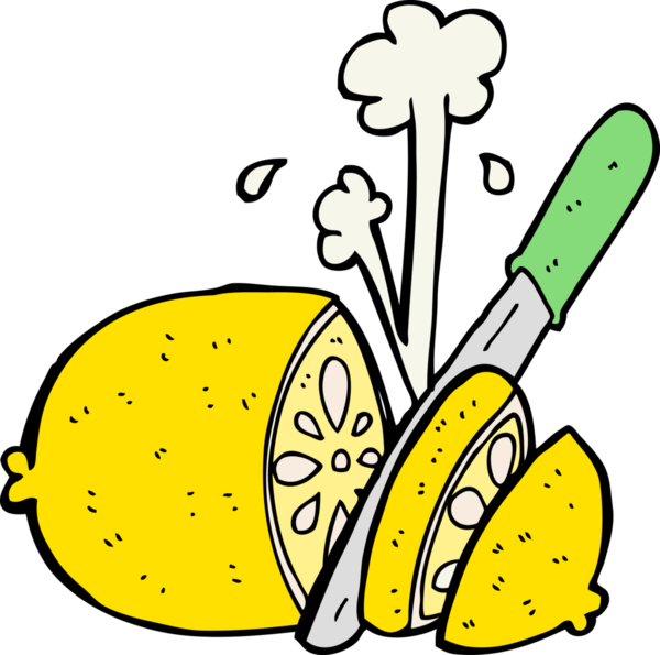 Bir insan tarafından çizilmiş dilimlenmiş limon.