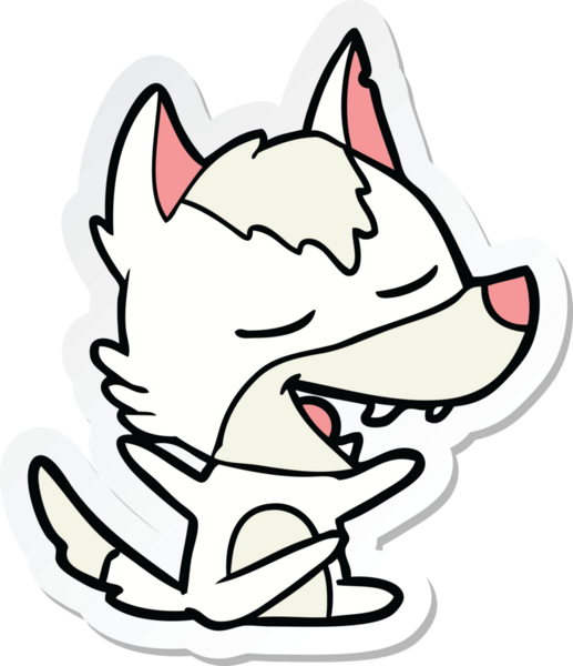 Bir insan tarafından çizilmiş bir kurt çizgi filminin çıkartması.