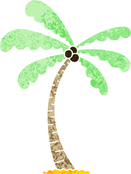 Bir insan tarafından çizilmiş retro illüstrasyon tarzı tuhaf çizgi film palmiyesi.