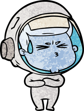 Çizgi film bir insan tarafından çizilmiş astronot.