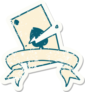 Bir insan tarafından çizilmiş yırtık bir kartın pankartı olan eski bir etiket.