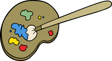 bir insan tarafından çizilmiş karikatür sanatçısı paleti