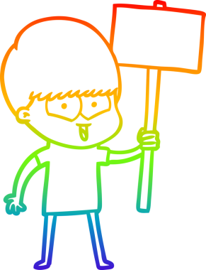 gökkuşağı gradyan çizgi çizimi bir insan tarafından çizilmiş mutlu bir çocuk