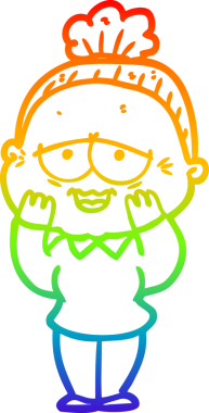 Gökkuşağı gradyan çizgi çizimi Bir insan tarafından çizilmiş mutlu yaşlı kadın