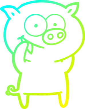 Bir insan tarafından çizilmiş neşeli bir domuz çizgi filmi.