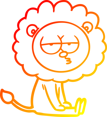 Bir insan tarafından çizilen ve canı sıkılan bir aslanın sıcak çizgi çizimi