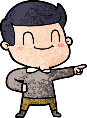 Bir insan tarafından çizilmiş çizgi film dostu bir adam.