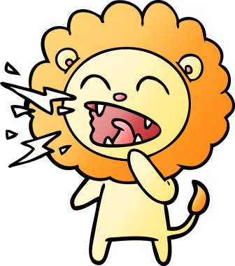 Bir insan tarafından çizilmiş kükreyen aslan çizgi filmi.