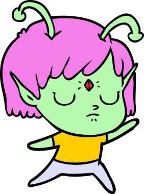 Bir insan tarafından çizilmiş uzaylı kız.