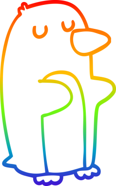 gökkuşağı gradyan çizimi bir insan tarafından çizilmiş bir penguen çizgi