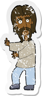 Bir insan tarafından çizilmiş bir bıyıklı adamın gerilmiş çıkartması.