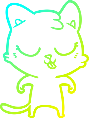 Bir insan tarafından çizilen çizgi film kedisinin soğuk gradyan çizgisi.