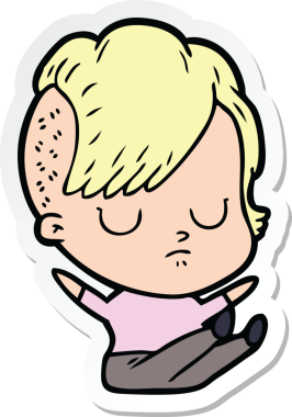 Bir insan tarafından çizilmiş bir karikatür kadının çıkartması.