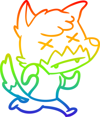 Gökkuşağı gradyan çizgi çizimi Bir insan tarafından çizilmiş ölü tilki