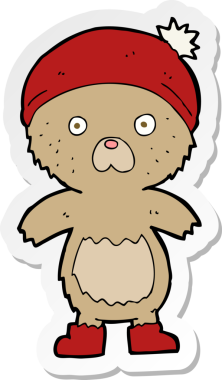 Bir insan tarafından çizilmiş şirin bir oyuncak ayının çıkartması.