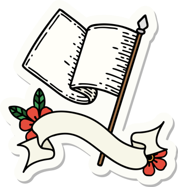 Bir insan tarafından çizilmiş beyaz bayrak şeklinde dövme etiketi