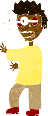 Bir insan tarafından çizilmiş korkmuş çocuk çizgi filmi.