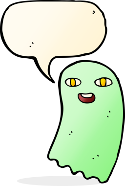 Bir insan tarafından çizilmiş komik bir çizgi film hayaleti.