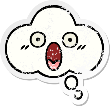 Bir insan tarafından çizilmiş tatlı bir çizgi film düşünce balonunun sıkıntılı çıkartması.