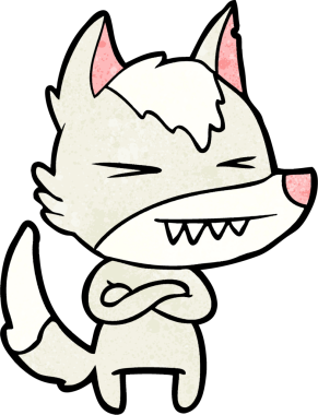 Bir insan tarafından çizilmiş kızgın kurt çizgi filmi.