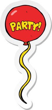 Bir insan tarafından çizilmiş karikatür parti balonu çıkartması.