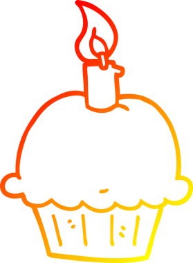 Bir insan tarafından çizilmiş bir doğum günü pastasının sıcak çizgi çizimi