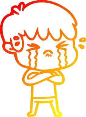 Bir insan tarafından çizilmiş, ağlayan bir çizgi film çocuğu çizimi.