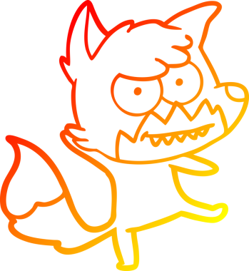 Bir insan tarafından çizilmiş sırıtan bir tilkinin sıcak çizgi çizimi