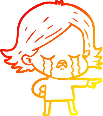 Bir insan tarafından çizilen ve ağlayan bir çizgi film kızı çizimi