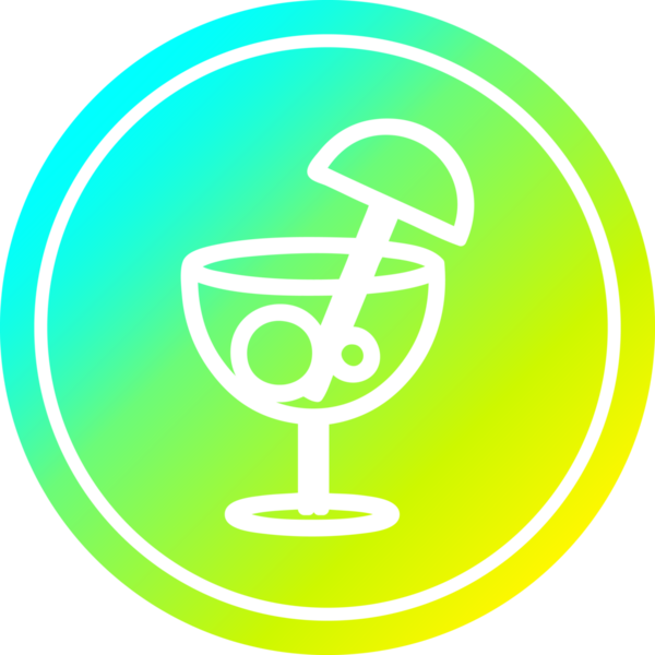 Bir insan tarafından çizilmiş havalı gradyan katmanlı şemsiye dairesel simgesi ile kokteyl