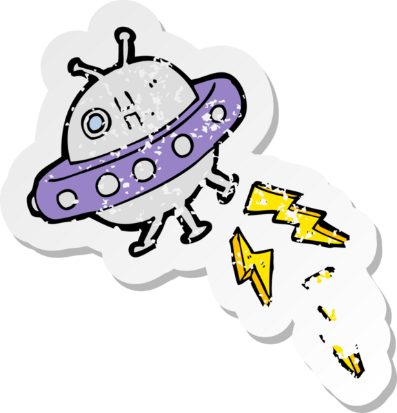 Bir insan tarafından çizilmiş bir UFO 'nun gerilimli yapıştırması.