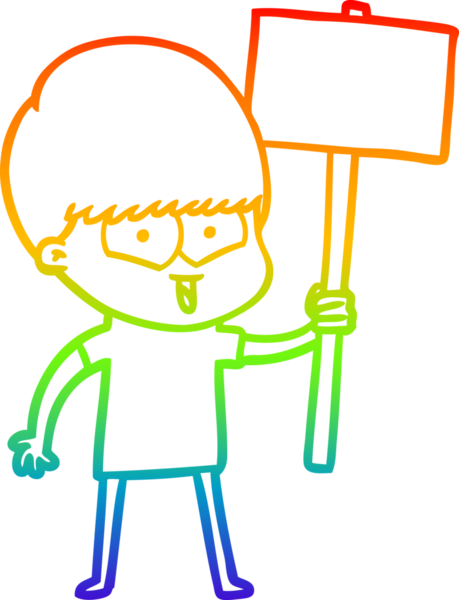 gökkuşağı gradyan çizgi çizimi bir insan tarafından çizilmiş mutlu bir çocuk