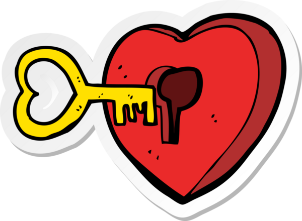 Bir insan tarafından çizilmiş bir kalp karikatürü çıkartması.