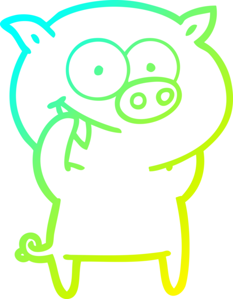 Bir insan tarafından çizilmiş neşeli bir domuz çizgi filmi.