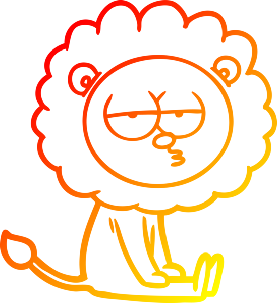 Bir insan tarafından çizilen ve canı sıkılan bir aslanın sıcak çizgi çizimi