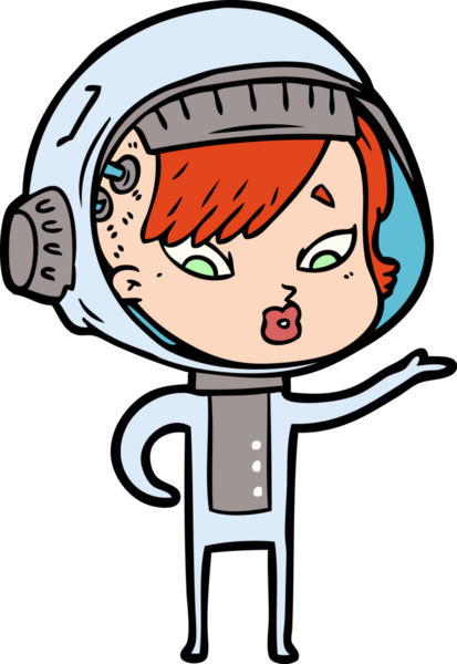 Bir insan tarafından çizilmiş astronot kadın.