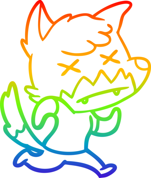 Gökkuşağı gradyan çizgi çizimi Bir insan tarafından çizilmiş ölü tilki