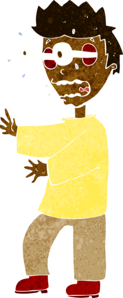 Bir insan tarafından çizilmiş korkmuş çocuk çizgi filmi.