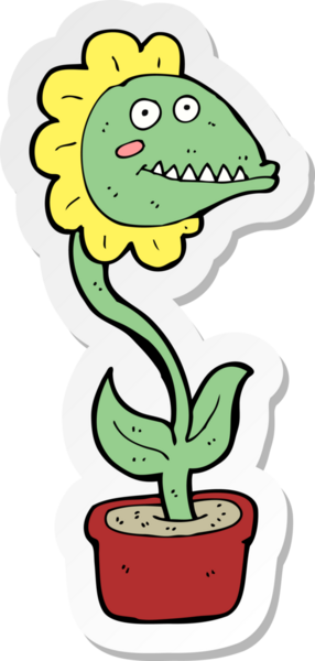 Bir insan tarafından çizilmiş karikatür canavar bitkisinin çıkartması.