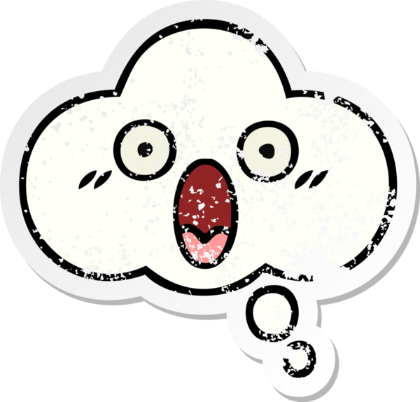 Bir insan tarafından çizilmiş tatlı bir çizgi film düşünce balonunun sıkıntılı çıkartması.