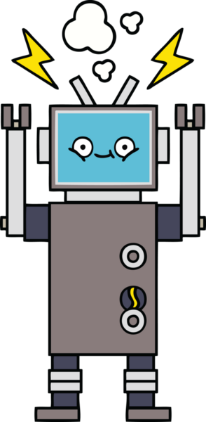 Bir insan tarafından çizilmiş sevimli bir robot karikatürü.