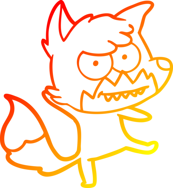 Bir insan tarafından çizilmiş sırıtan bir tilkinin sıcak çizgi çizimi